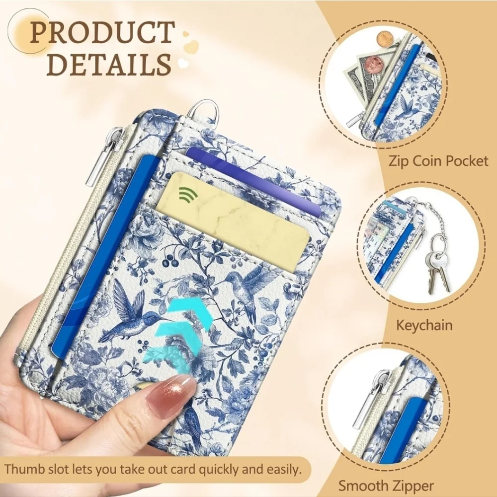 Floral Blue and White Card Organizer